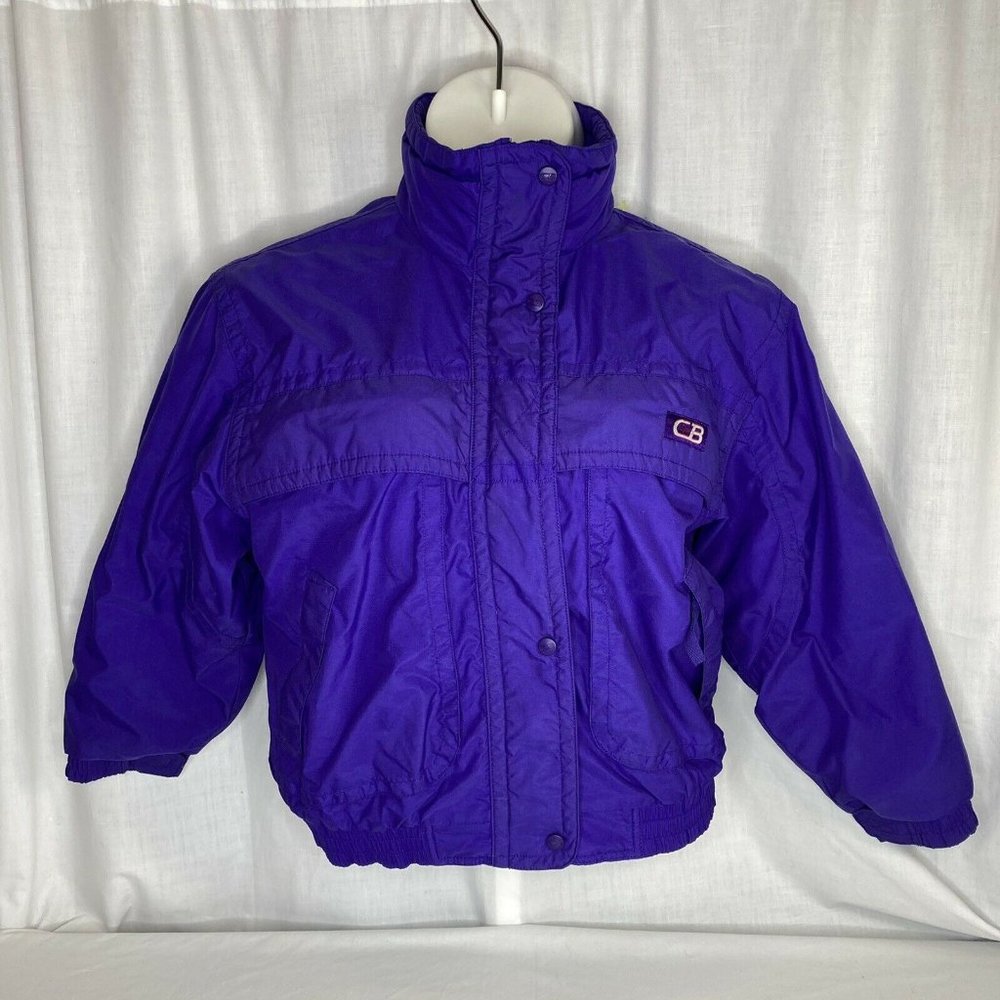 Vintage CB Sports Nylon Fleece Lined Ski Jacket Full Zip Purple 90s Coat Winter